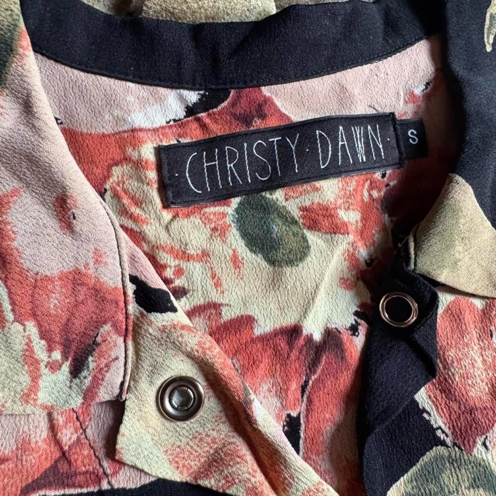 Christy Dawn black floral print dress with snap button closure size S - Picture 4 of 5